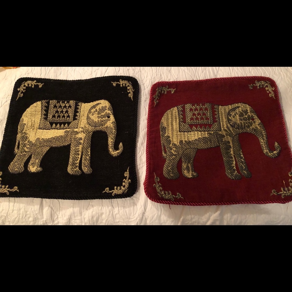 Exotic Pair Elephant Embroidered Pillow Covers for Throw Pillows